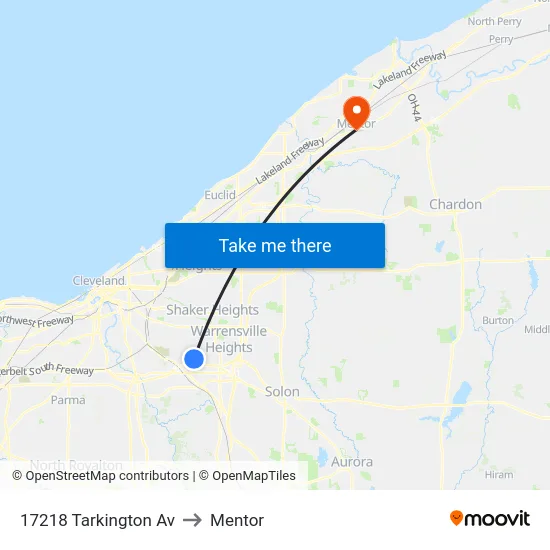 17218 Tarkington Av to Mentor map