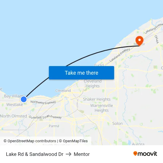 Lake Rd & Sandalwood Dr to Mentor map