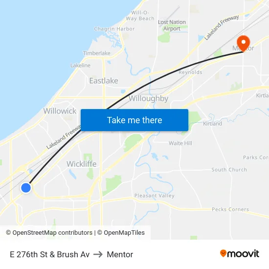 E 276th St & Brush Av to Mentor map