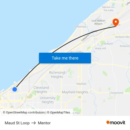 Maud St Loop to Mentor map