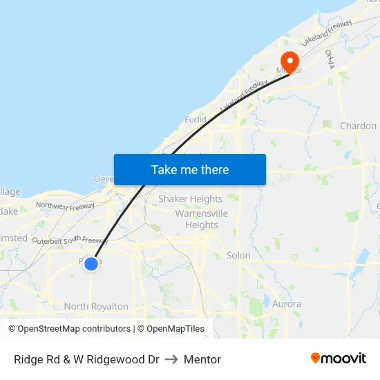 Ridge Rd & W Ridgewood Dr to Mentor map