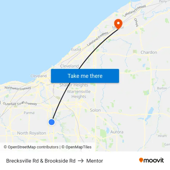 Brecksville Rd & Brookside Rd to Mentor map