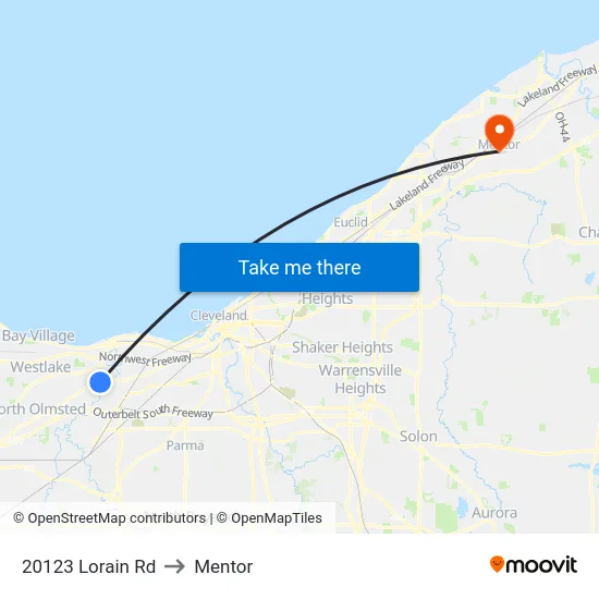 20123 Lorain Rd to Mentor map