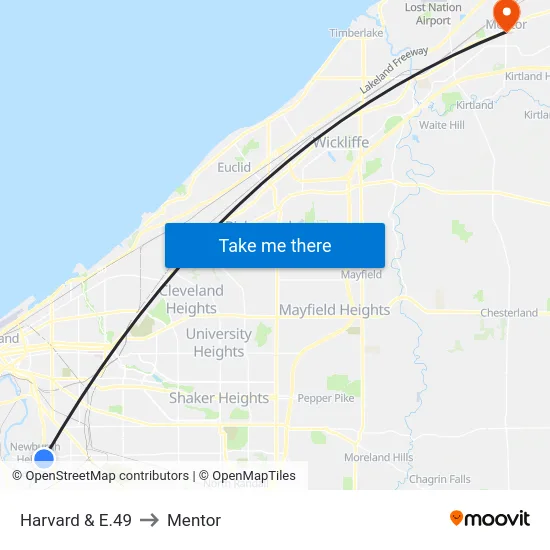 Harvard & E.49 to Mentor map