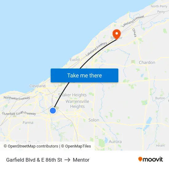 Garfield Blvd & E 86th St to Mentor map
