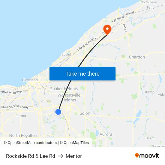Rockside Rd & Lee Rd to Mentor map