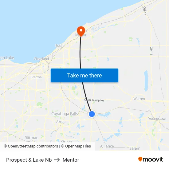 Prospect & Lake Nb to Mentor map