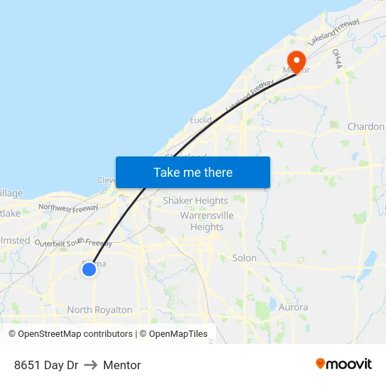8651 Day Dr to Mentor map