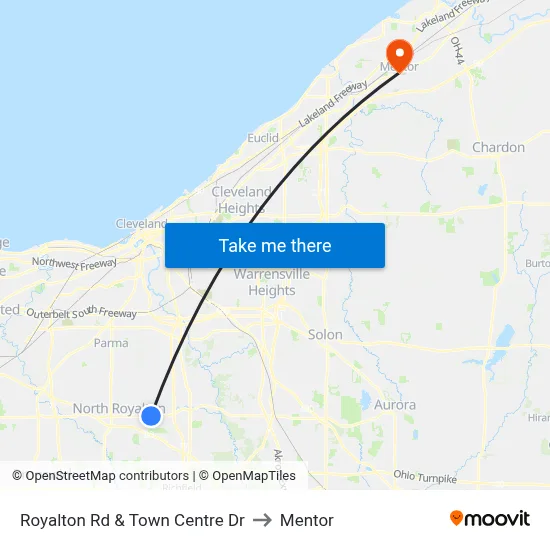 Royalton Rd & Town Centre Dr to Mentor map