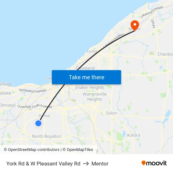 York Rd & W Pleasant Valley Rd to Mentor map