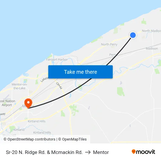 Sr-20 N. Ridge Rd. & Mcmackin Rd. to Mentor map