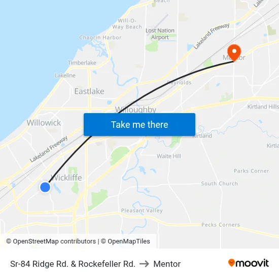 Sr-84 Ridge Rd. & Rockefeller Rd. to Mentor map