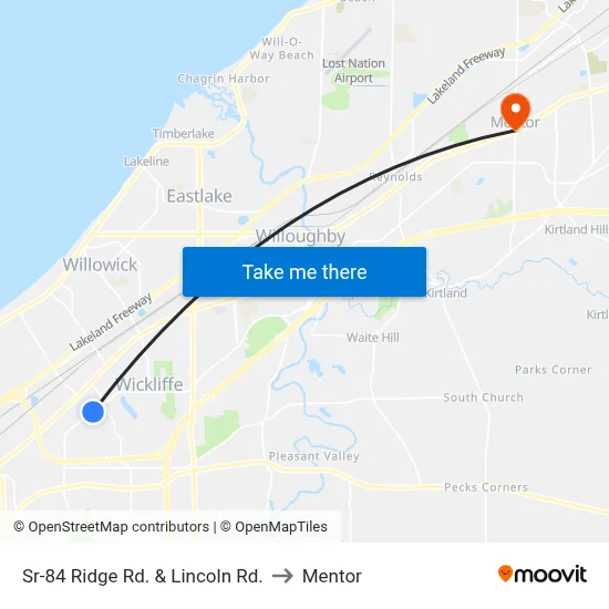 Sr-84 Ridge Rd. & Lincoln Rd. to Mentor map