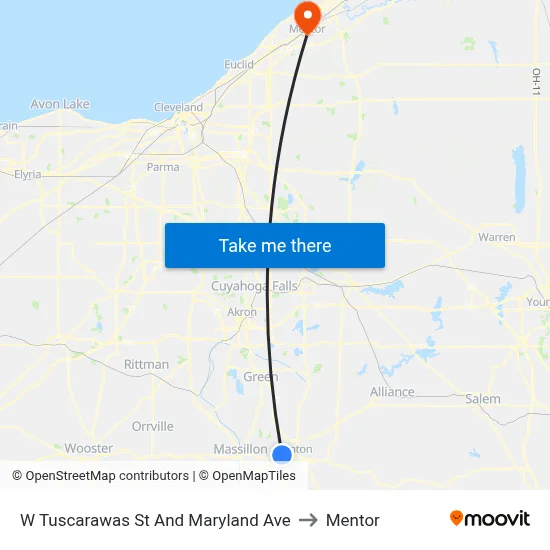 W Tuscarawas St And Maryland Ave to Mentor map