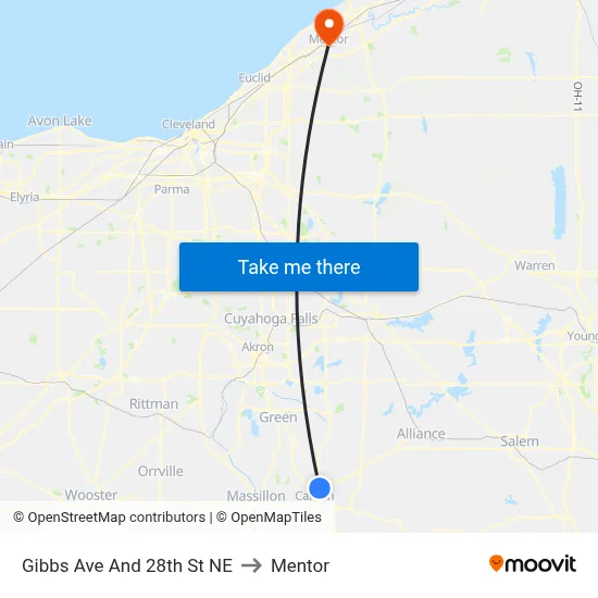 Gibbs Ave And 28th St NE to Mentor map
