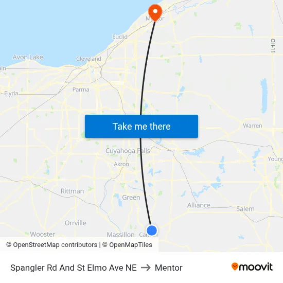 Spangler Rd And St Elmo Ave NE to Mentor map