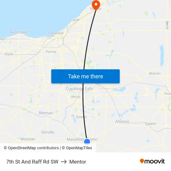 7th St And Raff Rd SW to Mentor map