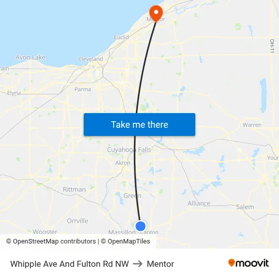 Whipple Ave And Fulton Rd NW to Mentor map