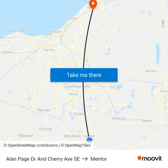 Alan Page Dr And Cherry Ave SE to Mentor map