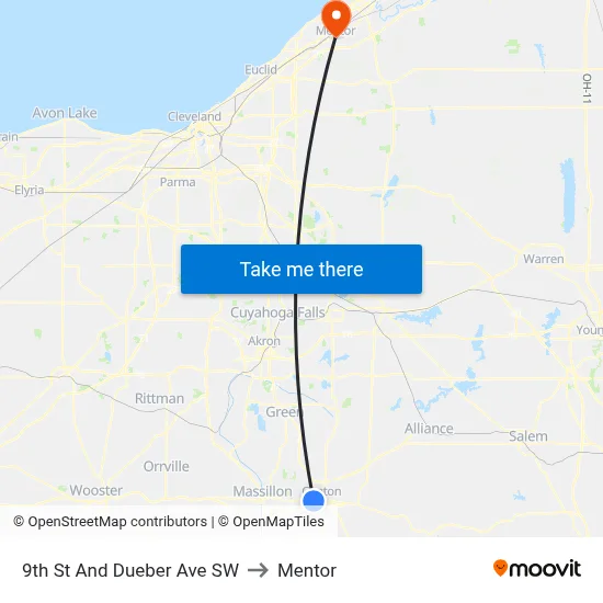 9th St And Dueber Ave SW to Mentor map