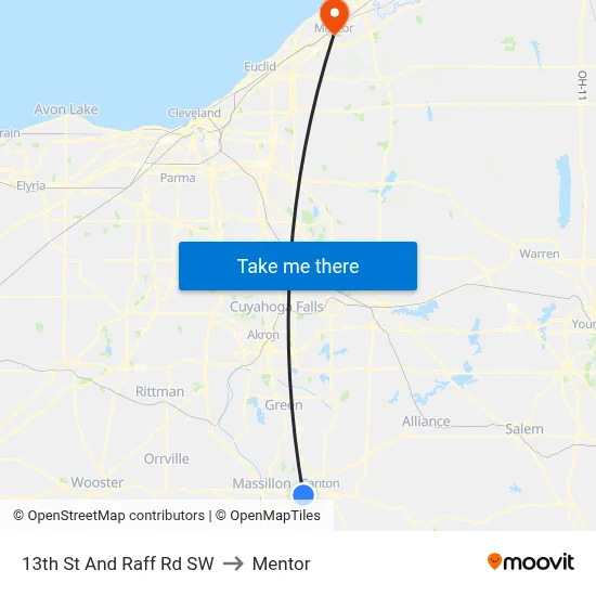 13th St And Raff Rd SW to Mentor map