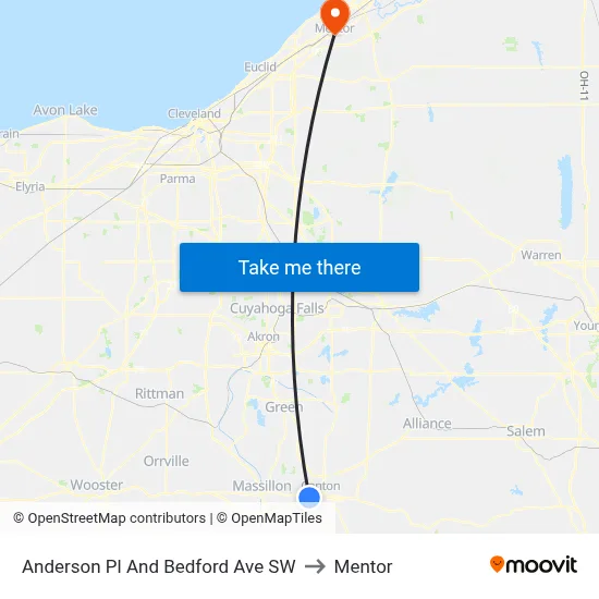 Anderson Pl And Bedford Ave SW to Mentor map