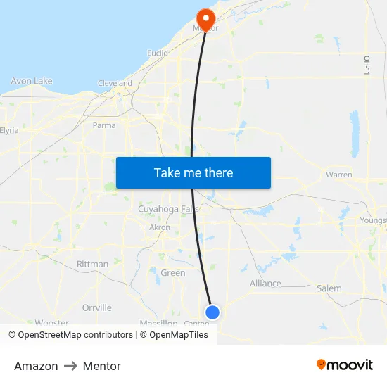 Amazon to Mentor map
