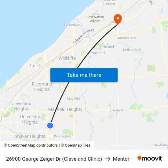 26900 George Zeiger Dr (Cleveland Clinic) to Mentor map
