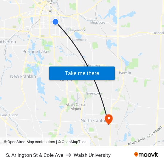 S. Arlington St & Cole Ave to Walsh University map