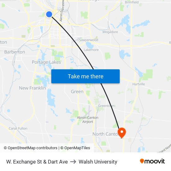 W. Exchange St  & Dart Ave to Walsh University map