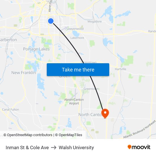 Inman St & Cole Ave to Walsh University map