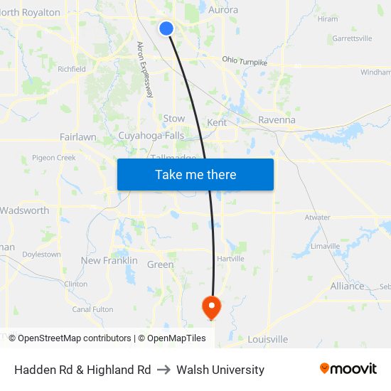 Hadden Rd & Highland Rd to Walsh University map