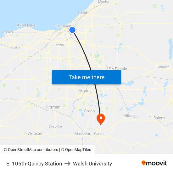 E. 105th-Quincy Station to Walsh University map
