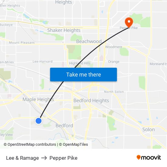 Lee & Ramage to Pepper Pike map