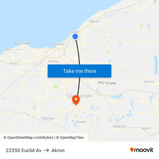 22350 Euclid Av to Akron map