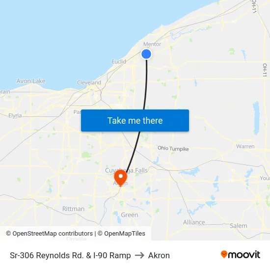 Sr-306 Reynolds Rd. & I-90 Ramp to Akron map