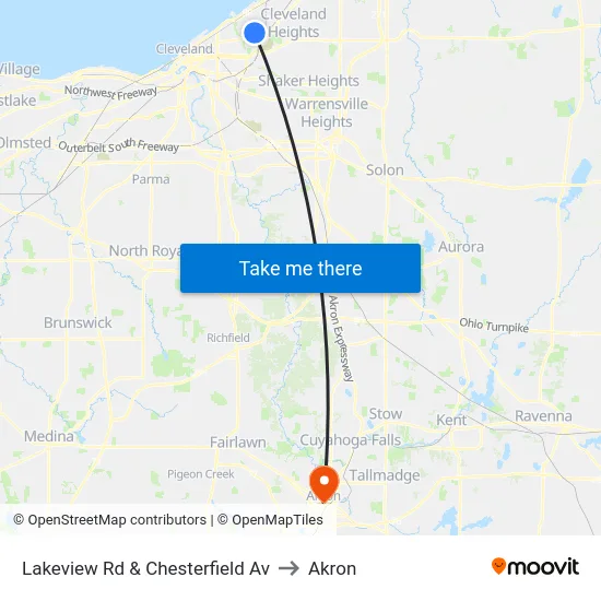 Lakeview Rd & Chesterfield Av to Akron map