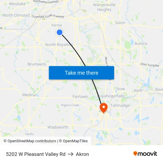 5202 W Pleasant Valley Rd to Akron map