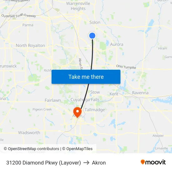 31200 Diamond Pkwy (Layover) to Akron map