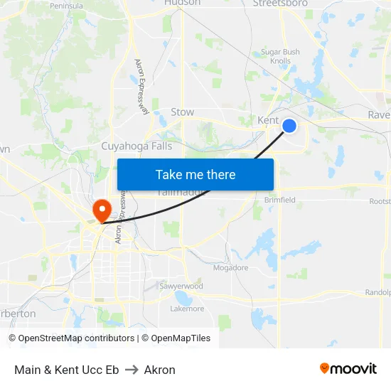 Main & Kent Ucc Eb to Akron map