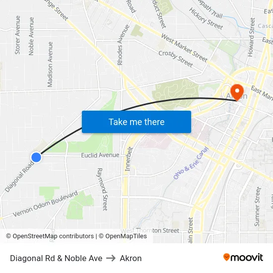 Diagonal Rd & Noble Ave to Akron map