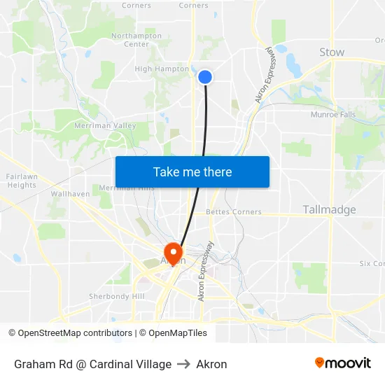 Graham Rd  @ Cardinal Village to Akron map