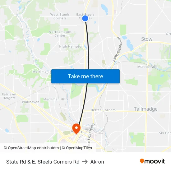 State Rd & E. Steels Corners Rd to Akron map