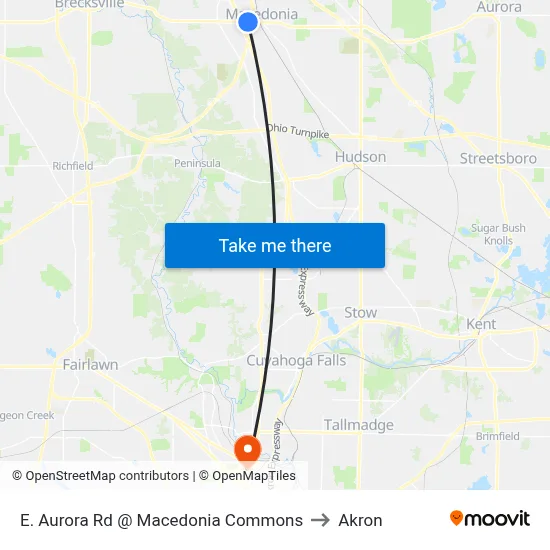 E. Aurora Rd @ Macedonia Commons to Akron map