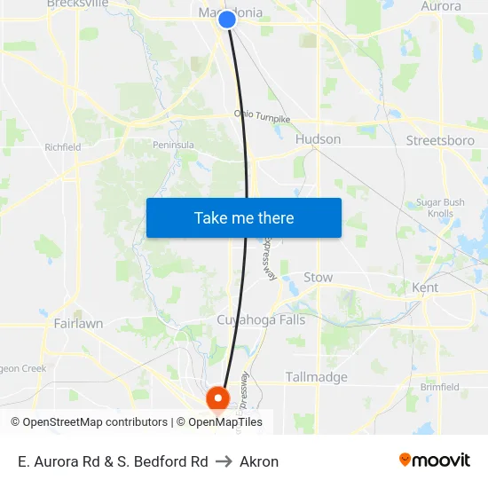 E. Aurora Rd & S. Bedford Rd to Akron map