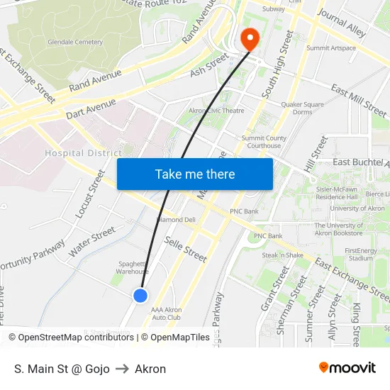 S. Main St @ Gojo to Akron map