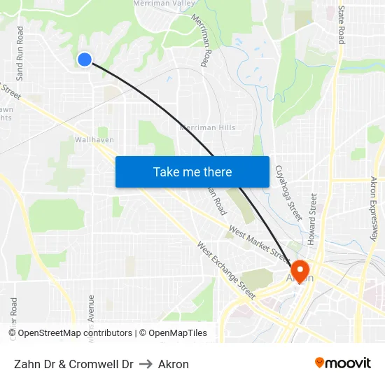 Zahn Dr  & Cromwell Dr to Akron map