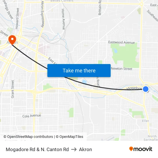 Mogadore Rd & N. Canton Rd to Akron map