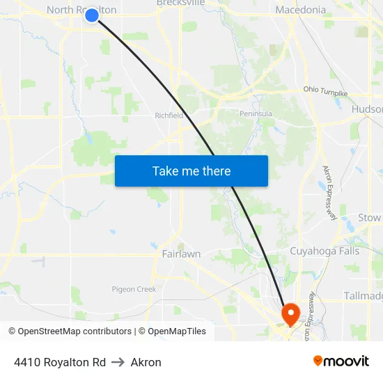 4410 Royalton Rd to Akron map