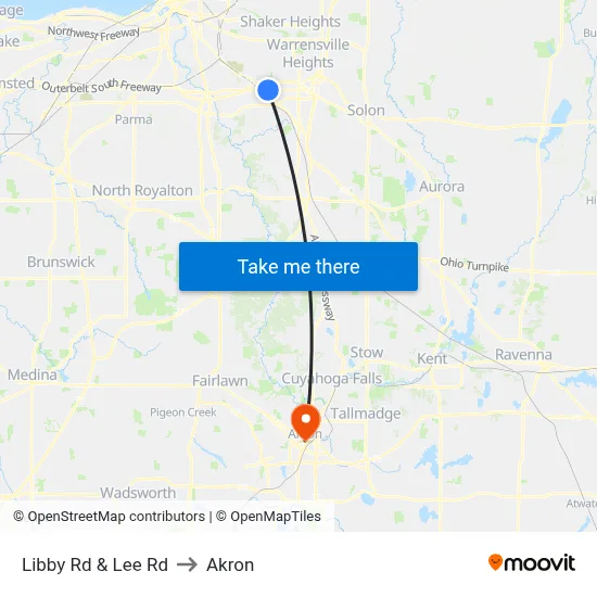 Libby Rd & Lee Rd to Akron map